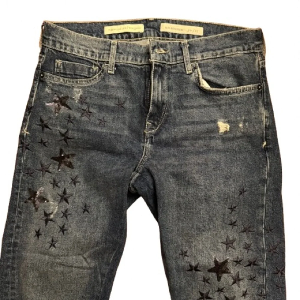 Pilcro Boyfriend Jeans Black Star Print Slim Fit Denim Pants Anthropologie - Picture 3 of 8